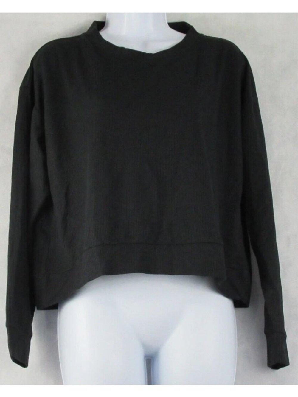 Jenni Intimates Women's Long-Sleeve Waffle-Knit Pajama Top, Black, XS